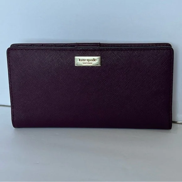 Kate Spade Bifold Wallet Card Holder Burgundish Red Wine Color - Picture 15 of 16